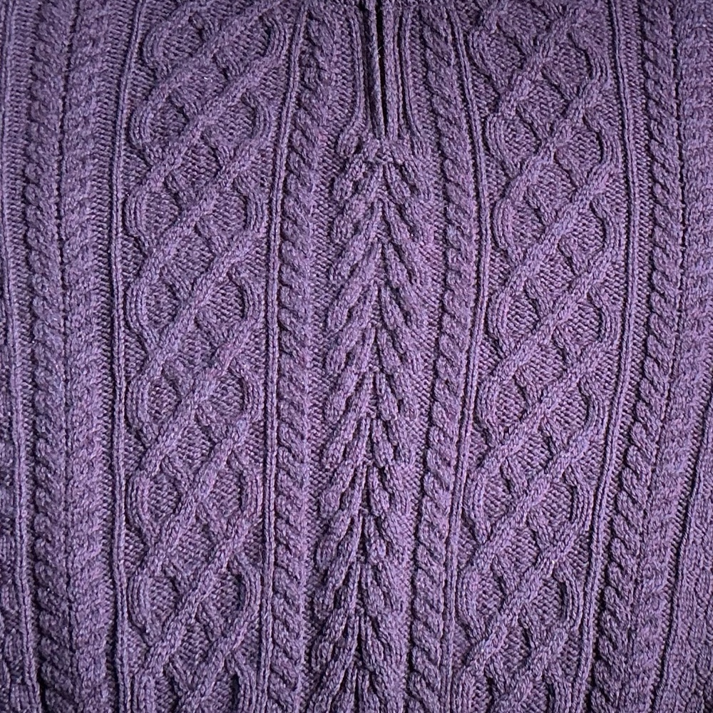 Aran Crafts aubergine Color 1/4 zip Merino wool pullover Sz M made Ireland 🇮🇪 - Picture 9 of 9